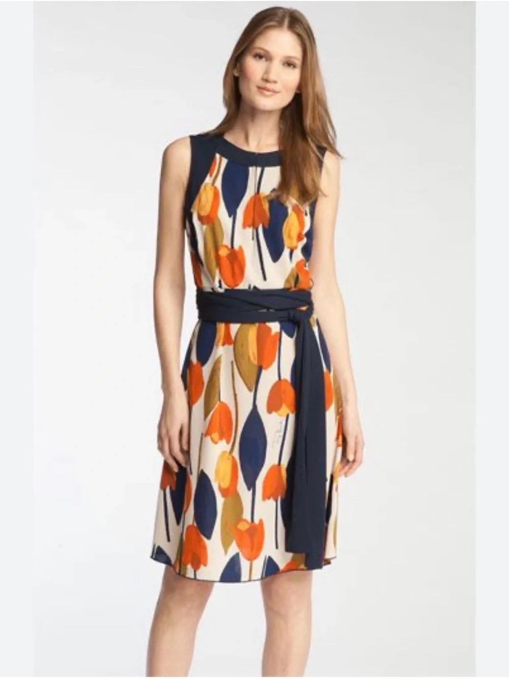 Tory Burch Atley Tulip Print Sleeveless Midi Dress Women’s Size Large